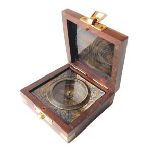 Top view of a vintage Black Finish brass compass