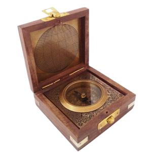 Side view of a Antique Finish brass compass
