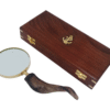 Top view of Magnifying Glass with wood box