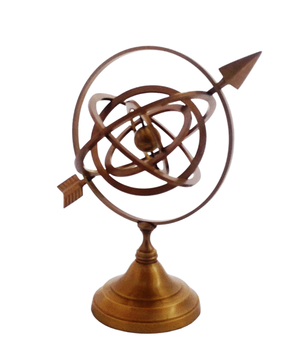 Side view of Armillary Sphere with Sundial Arrow