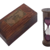 3.5" Antique Brown Brass Red Sand Timer/Hourglass in Wood Box | Maritime Gift - Image 2