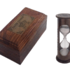 3.5" Antique Brown Brass White Sand Timer/Hourglass in Wood Box | Maritime Gift - Image 2