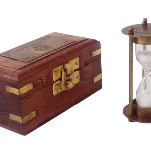 Front view of Sand Timer with wood box