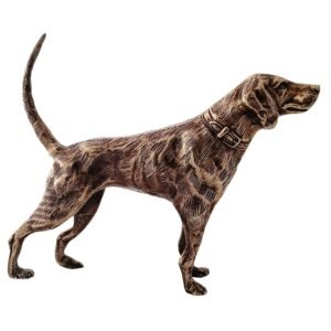 Side view of Antique Brass Finish Metal Dog Sculptures