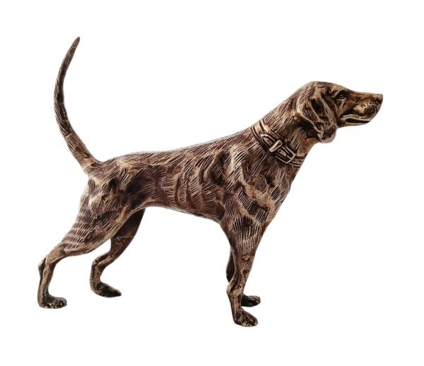 Side view of Antique Brass Finish Metal Dog Sculptures