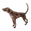 Side view of Antique Brass Finish Metal Dog Sculptures