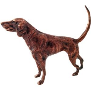 Side view of Antique Copper Finish Metal Dog Sculptures