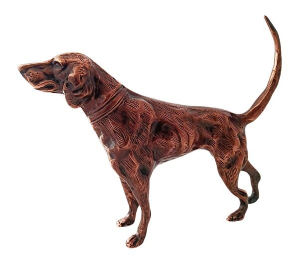 Side view of Antique Copper Finish Metal Dog Sculptures