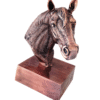 Antique Copper Finish Metal Hand Carved Horse Head Bust Sculptures - Image 3