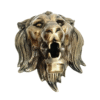 Front view of Antique Brass Finish Metal Lion Head Sculptures