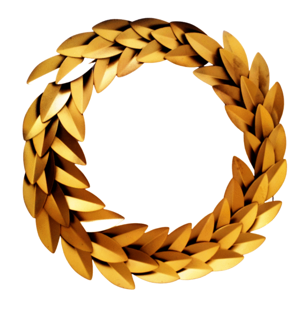 Front view of Metal Laureal Round Wreath