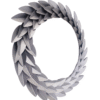Left side view of Silver Metal Laureal Round Wreath