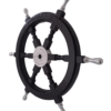 Right side view of 24" Black Wooden ship wheel