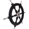 Left side view of 24" Black Wooden ship wheel