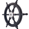 Right side view of 24" Black Wooden ship wheel