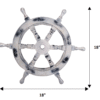 Front view of 18" White Wooden ship wheel with measurement