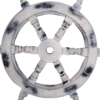 Close up view of 18" White Wooden ship wheel