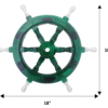 Front view of 18" Green Wooden ship wheel with measurement