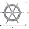 Front view of 24" White Wooden ship wheel with measurement
