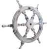 Left side view of 24" White Wooden ship wheel