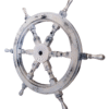 Right side view of 24" White Wooden ship wheel