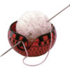 Handcrafted Tomato Red Ceramic Knitting Yarn Bowl Holder - Image 3