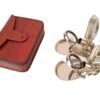 Side view of Nickel Plated Brass Folding Binoculars with Leather Case